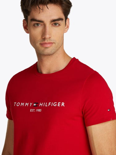 T-shirt Tommy Hilfiger Tommy Hilfiger Logo T-Shirt Rød | MW0MW11797XLD, 3