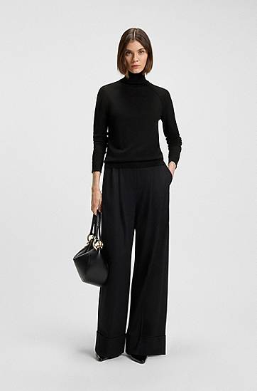 Sweater BOSS Rollneck sweater merino wool Sort | 50548298, 1