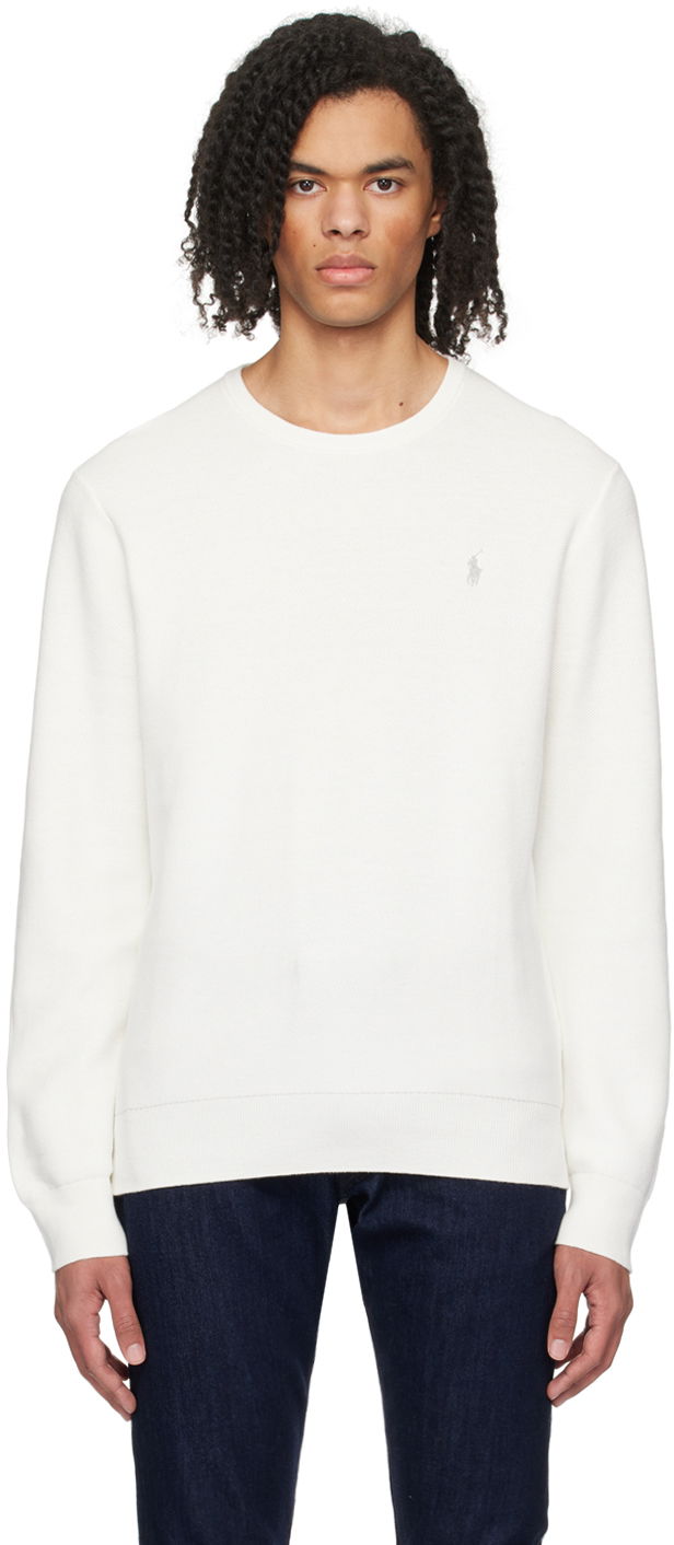 Sweater Polo by Ralph Lauren Textured Sweater Hvid | 710918163504