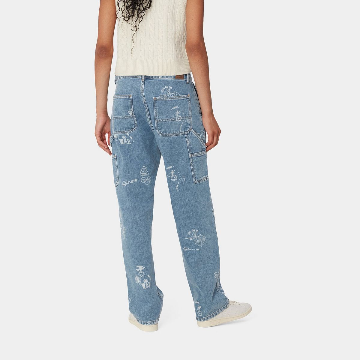 Jeans Carhartt WIP Stamp Print Bleached Denim Pants Blå | I033742_9, 1