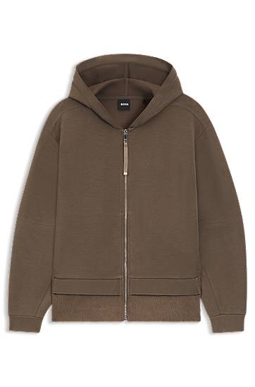 Sweatshirt BOSS Zip-up hoodie in mixed materials Brun | 50548731, 0