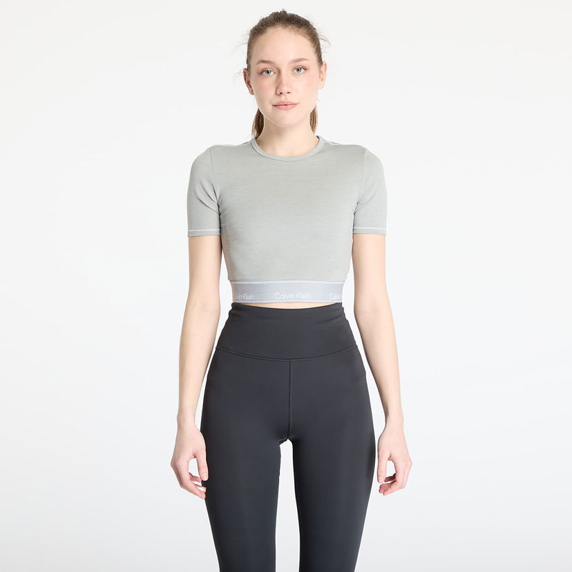 Crop top CALVIN KLEIN Calvin Klein Sport Short Sleeve Crop Top Grå | LVGWS5K144 P7A
