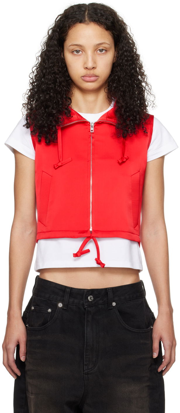 Vest We11done Hooded Cropped Vest Rød | WD-VT0-24-101-W-RD, 0