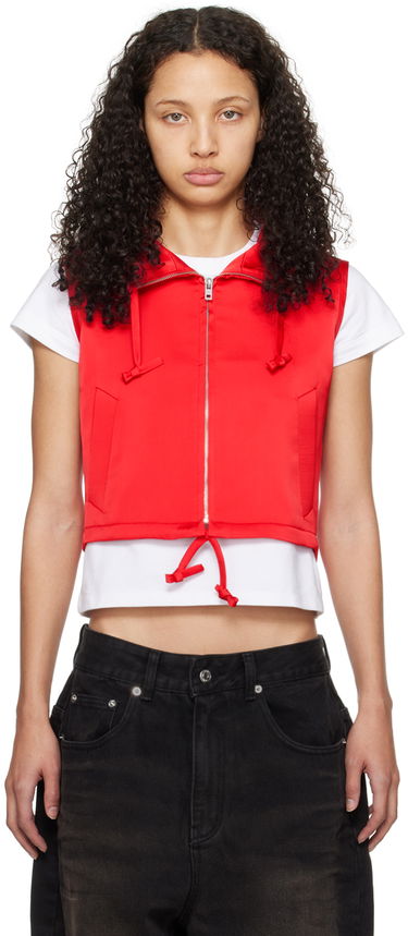 Vest We11done Hooded Cropped Vest Rød | WD-VT0-24-101-W-RD, 0