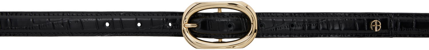 Bælter Anine Bing Croc Embossed Leather Belt Sort | A-12-10219-BLK1, 0