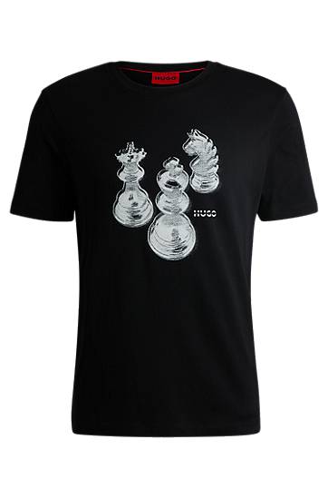 T-shirt BOSS HUGO Cotton-Jersey T-Shirt with Chess Print Sort | 50532918