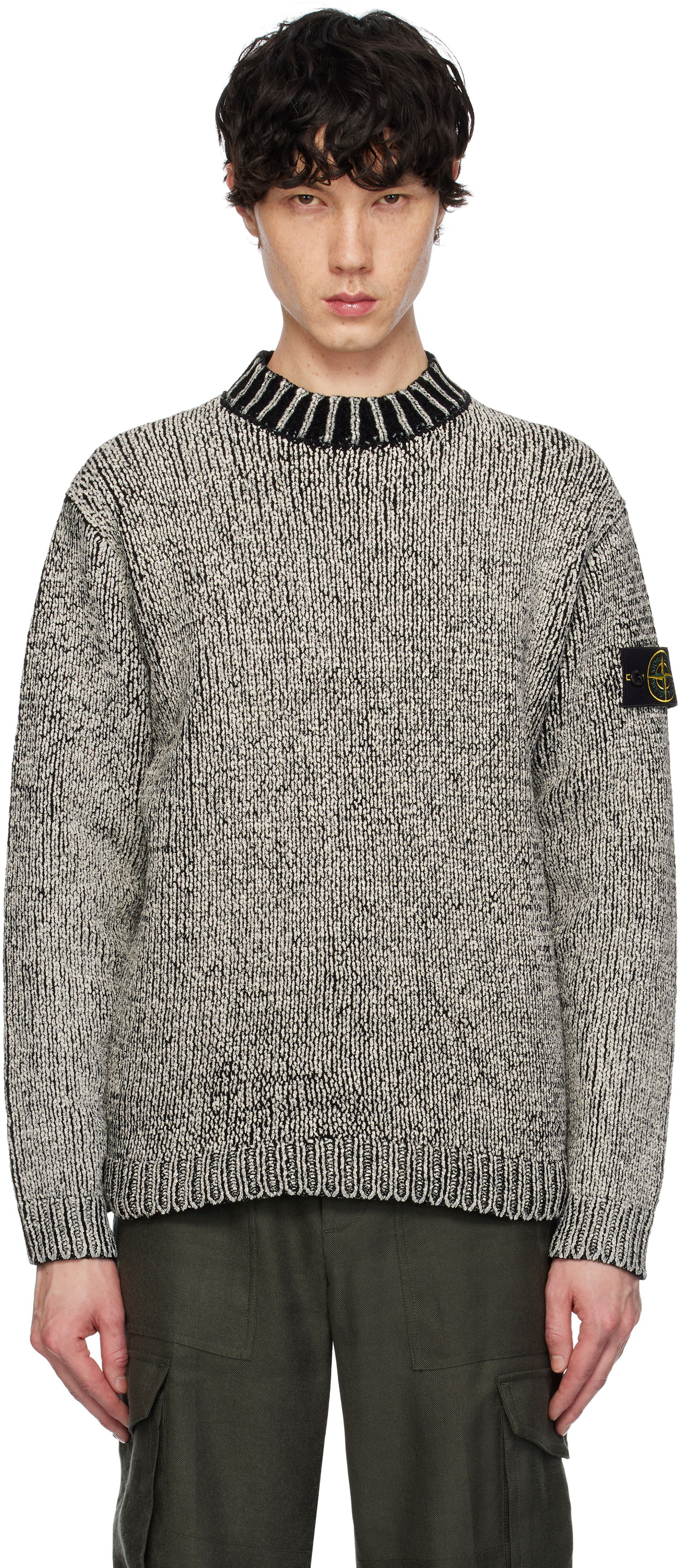 Sweater Stone Island Stone Island Crewneck Cotton Chenille Sweater Grå | K1S15 5100048 S00Z1, 0