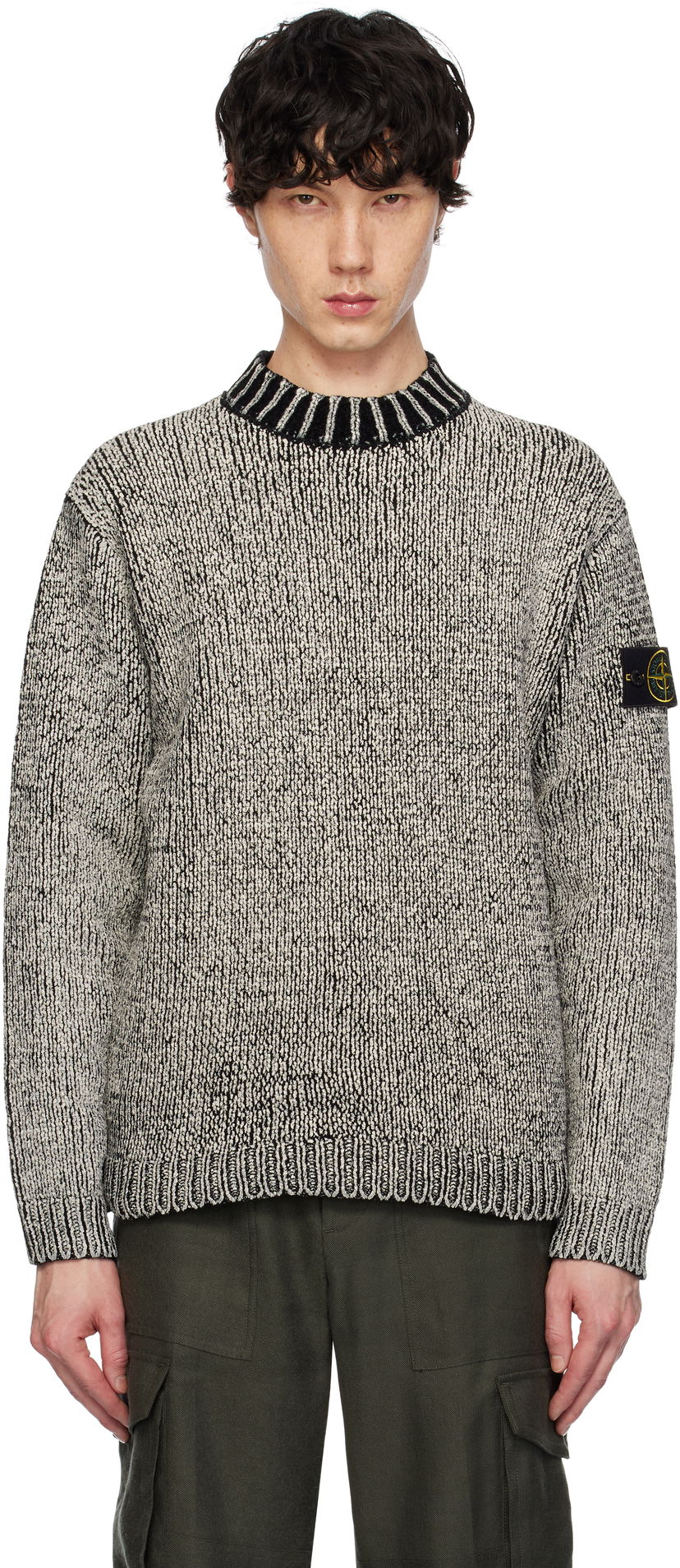 Sweater Stone Island Stone Island Crewneck Cotton Chenille Sweater Grå | K1S15 5100048 S00Z1