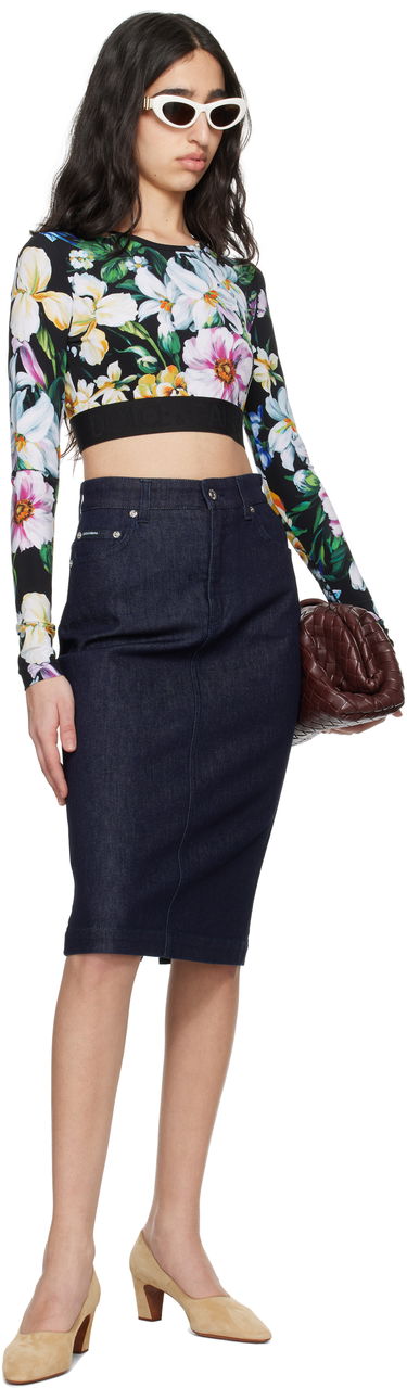 Crop top Dolce & Gabbana Dolce&Gabbana Floral Print Activewear Crop Top Sort | F8N51T FSG8L, 3