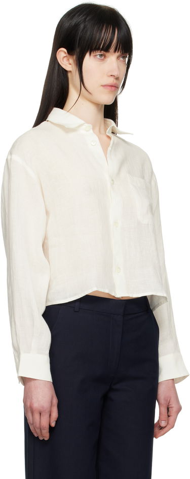 Skjorte A.P.C. A.P.C. Sophie Cropped Linen Shirt Grå | LIAEK-F12627, 4