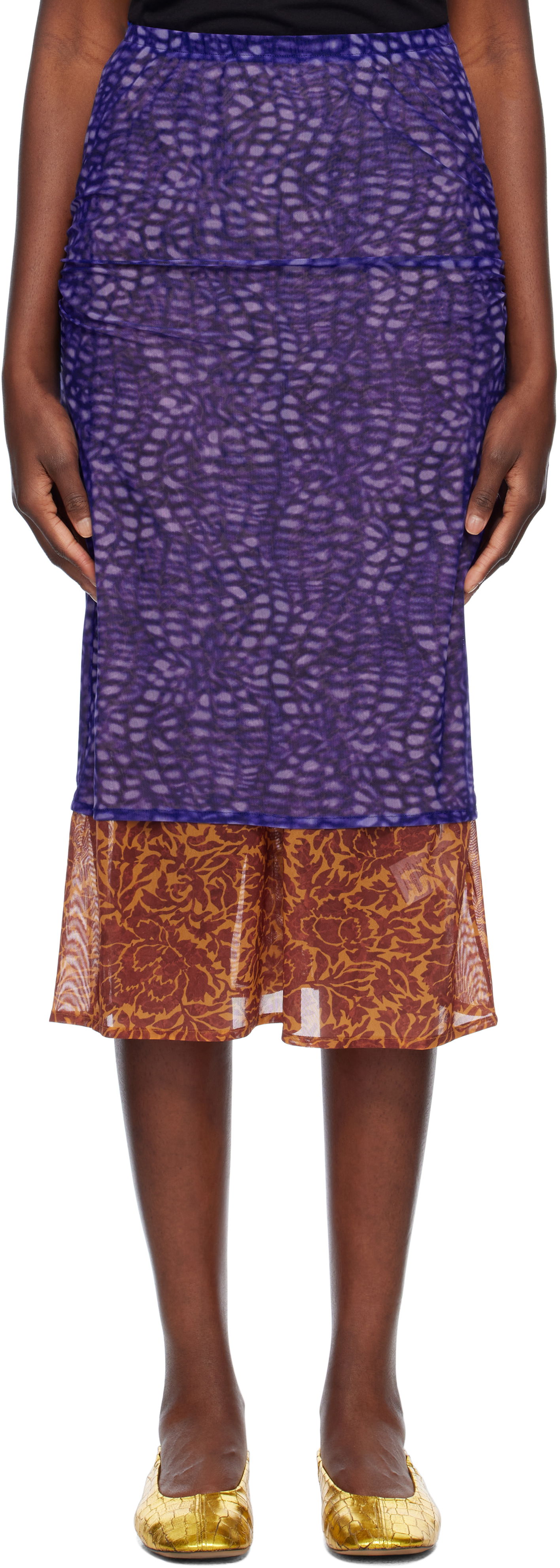 Nederdel Dries Van Noten Dries Van Noten Mesh Midi Skirt Lilla | 251-011162-1619, 0