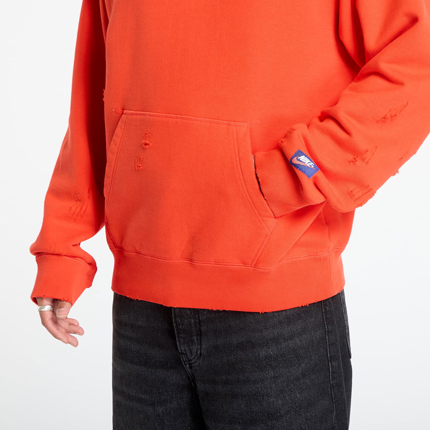 Sweatshirt Jordan Rare Air Distressed Fleece Pullover Hoodie with Wings Logo Orange | IB3003-673, 1