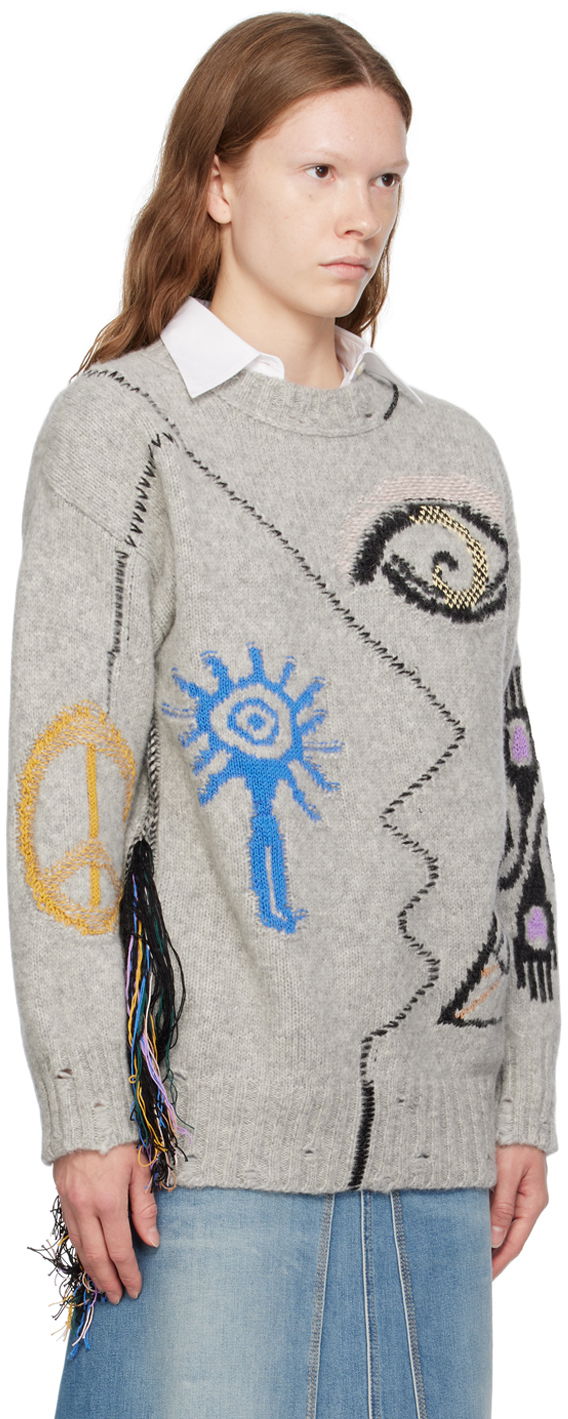Sweater Stella McCartney Intarsia Knit Sweater Grå | 6K05673S2438, 1