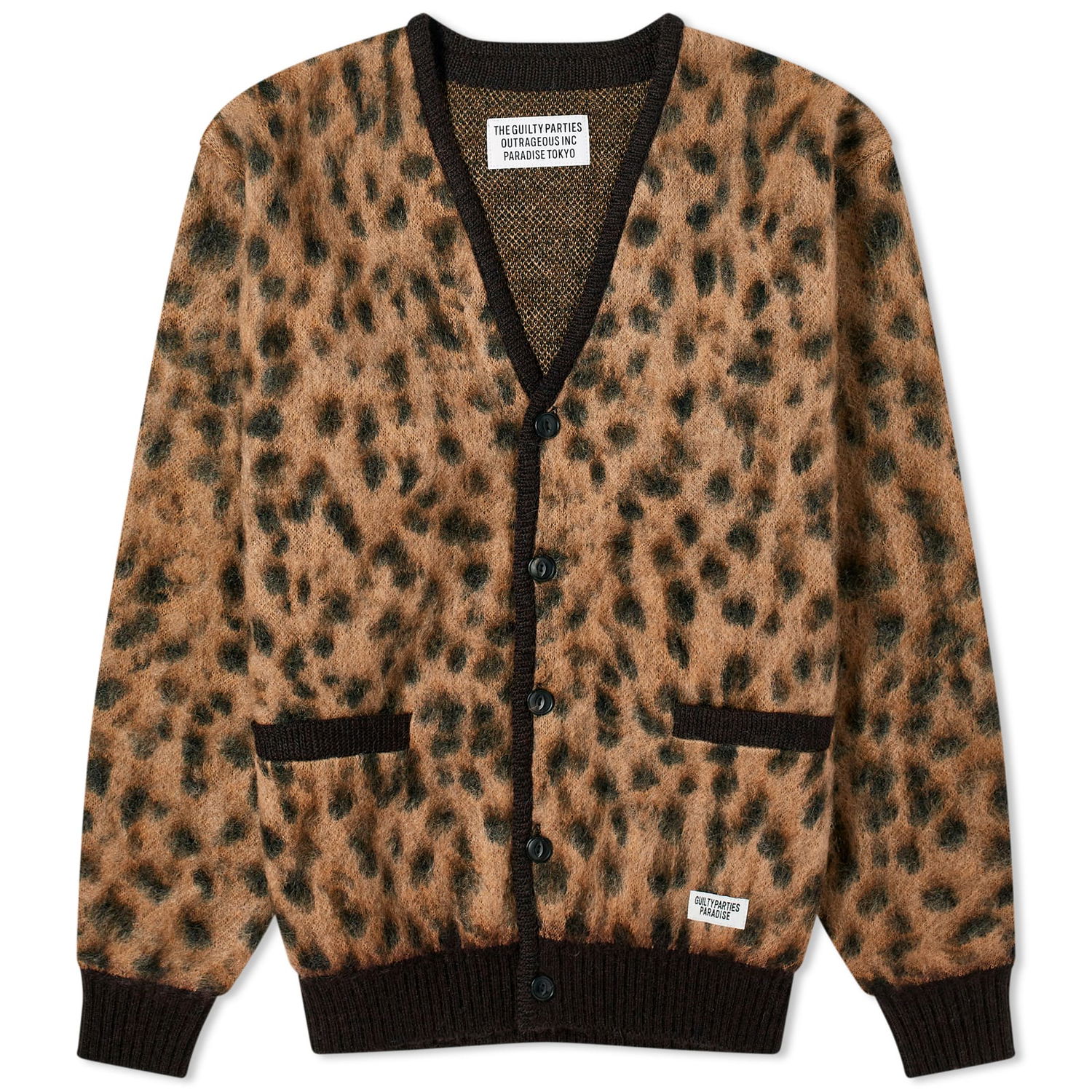 Sweater WACKO MARIA Leopard Mohair Cardigan Brun | 23FW-WMK-KN13-BGE, 0
