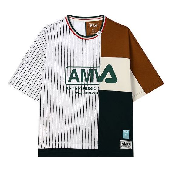 T-shirt FILA MIHARA YASUHIRO Crossover Stripe Splicing Loose T-Shirt Flerfarvet | F11M133104F-BG, 0