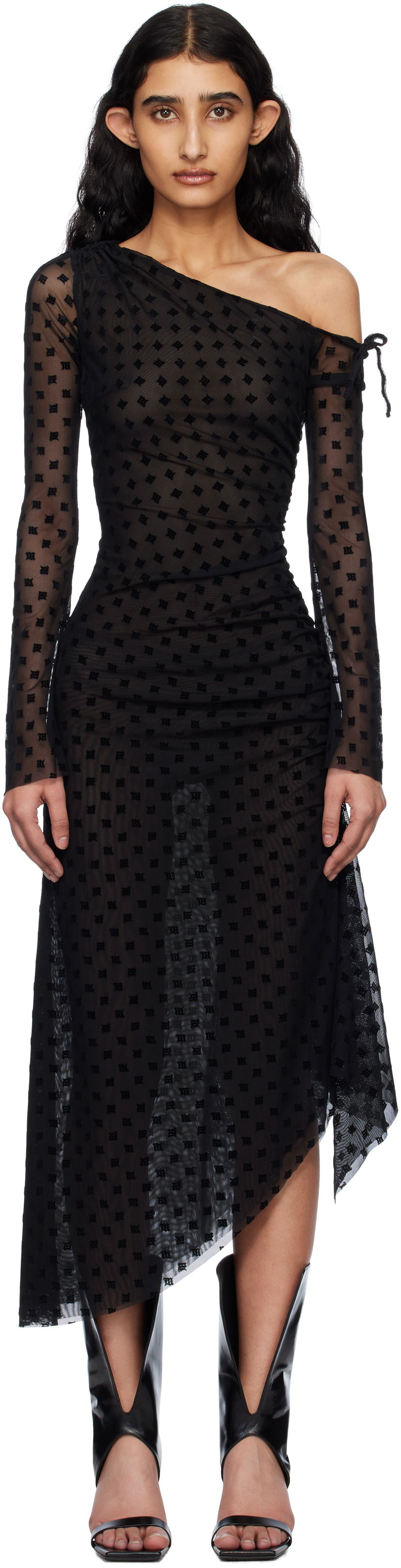 Kjole MISBHV MISBHV Monogram Dropped Shoulder Midi Dress Sort | 250W813