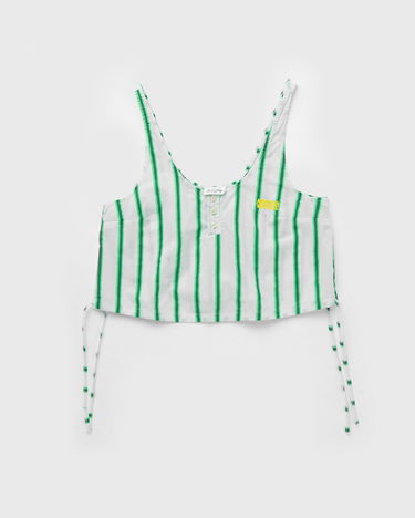 Crop top American Vintage Striped Tie-Side Crop Top Hvid | ZAT07AE25, 0