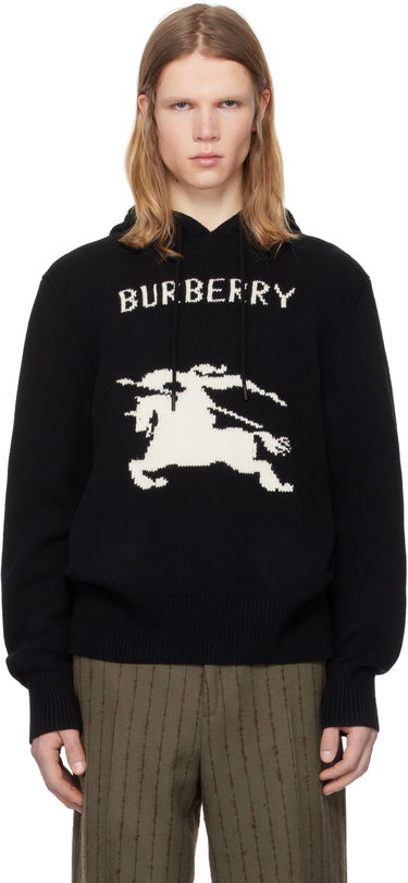 Sweater Burberry Intarsia Knight Logo Wool Cashmere Hoodie Sort | 8104522, 0