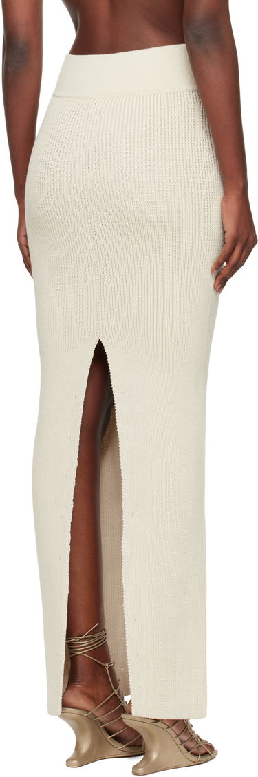 Nederdel Rick Owens Rick Owens Concordians Ribbed Knit Sliced Midi Skirt Hvid | RO02E4671 KWVH, 2
