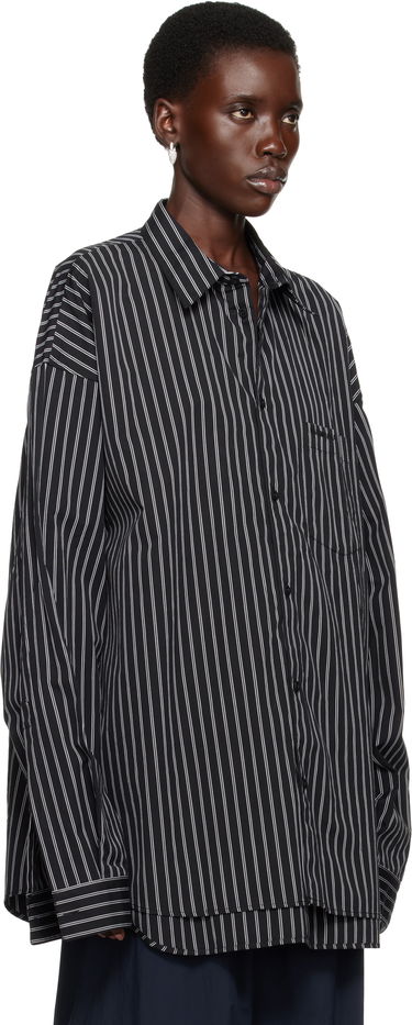 Skjorte Balenciaga Balenciaga Striped Flatground Shirt Sort | 814598TRM23, 4