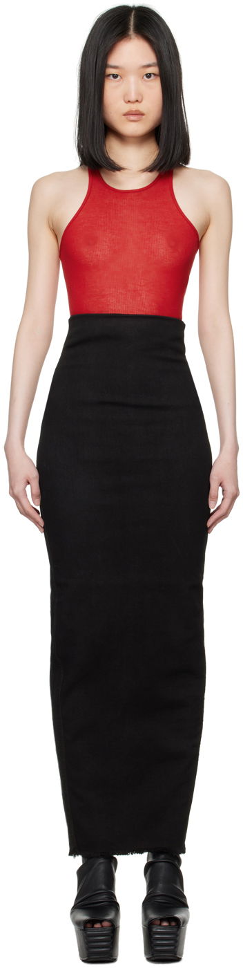 Nederdel Rick Owens Black Lido Dirt Pillar Denim Maxi Skirt Sort | RO01D2344 SBB