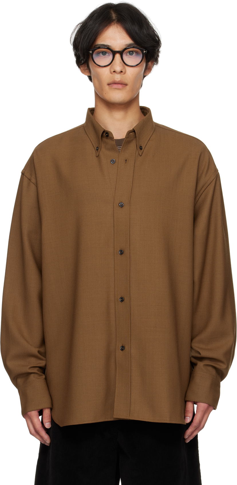 Skjorte Studio Nicholson Studio Nicholson Jude Button-Down Shirt Brun | JUDE SNM - 884