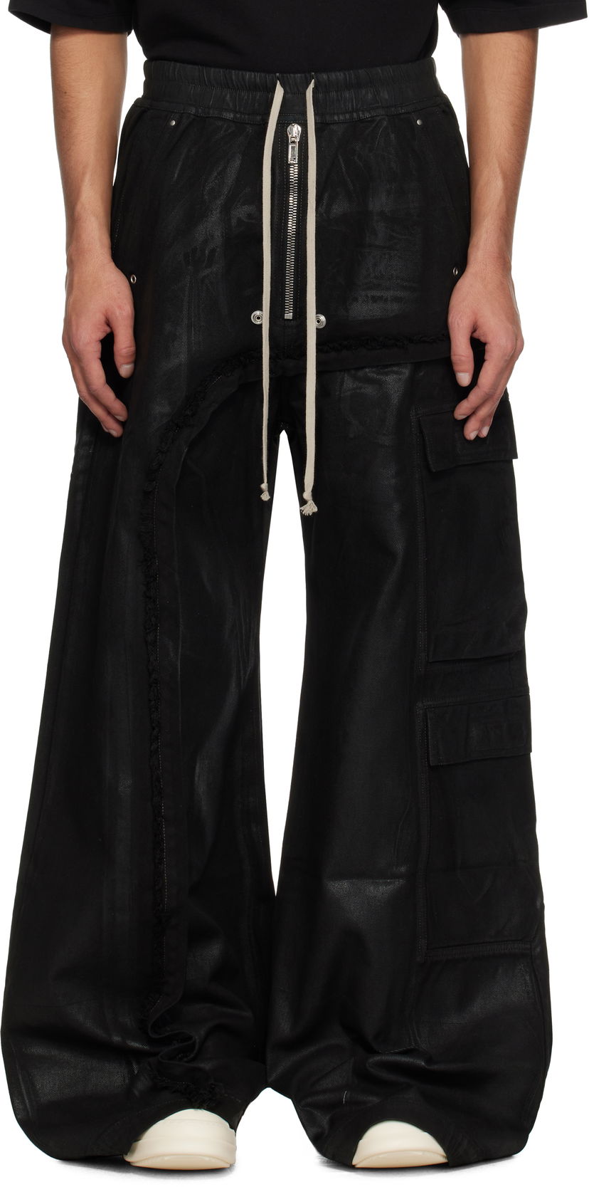 Cargo bukser Rick Owens Rick Owens DRKSHDW Hollywood Imbalanced Double Cargo Jumbo Belas Denim Cargo Pants Sort | DU01E3375 DCF