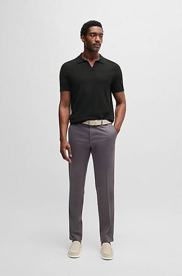 Polo skjorte BOSS Knit Sweater with Johnny Collar Sort | 50537654, 1