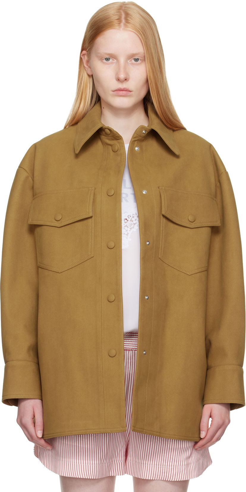 Jakke Stella McCartney Stella McCartney Faux-Suede Overshirt Brun | 6601253GU309