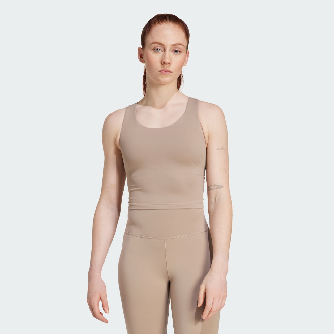 Tanktop adidas Performance All Me Medium Support Tank Top Beige | JL5521, 0