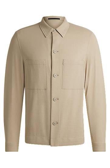 Skjorte BOSS Relaxed Fit Stretch Seersucker Overshirt Beige | 50540695