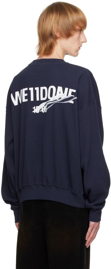 Sweater We11done Designer Basic Sweatshirt Blå | WD-TS3-22-798-U-NV, 2