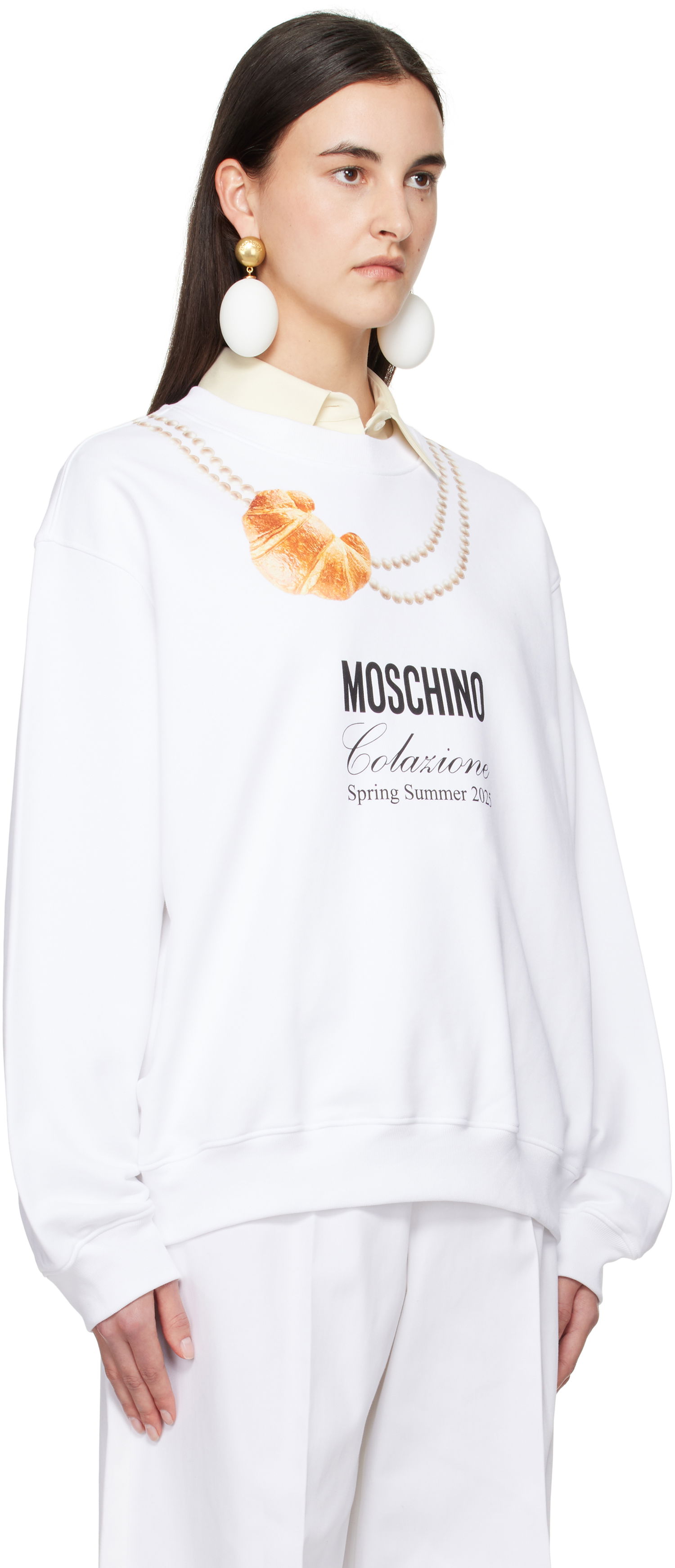 Sweater Moschino Moschino Breakfast Sweatshirt Hvid | A170705281001, 1