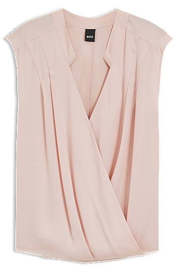 Tanktop BOSS Stretch Silk Wrap Blouse Lyserød | 50548238, 0