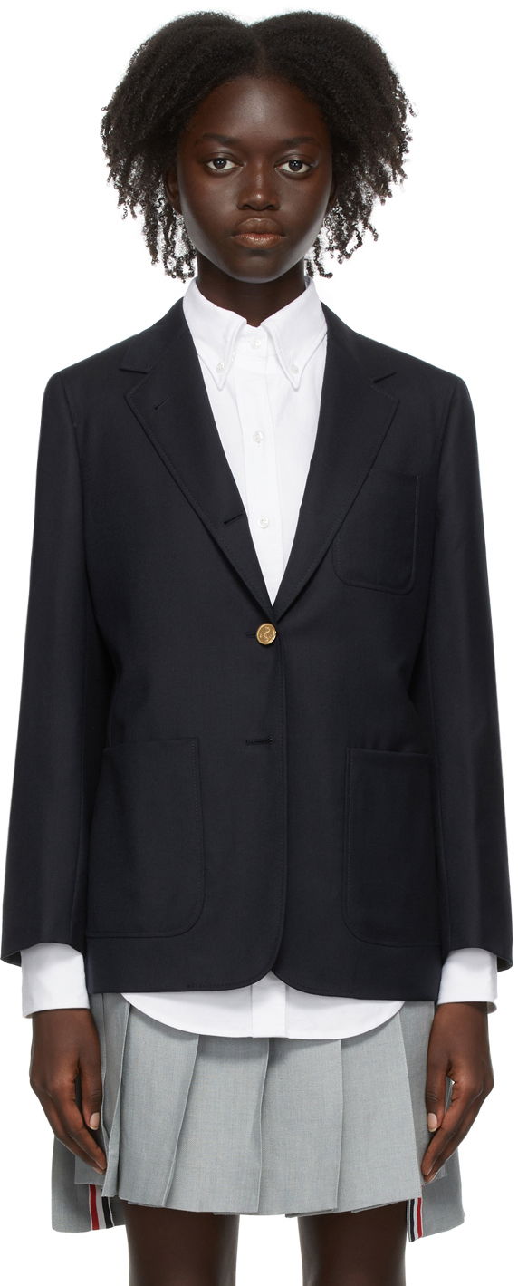 Jakke Thom Browne Thom Browne Super 120s Sack Blazer Mørkeblå | FBC334A-00626