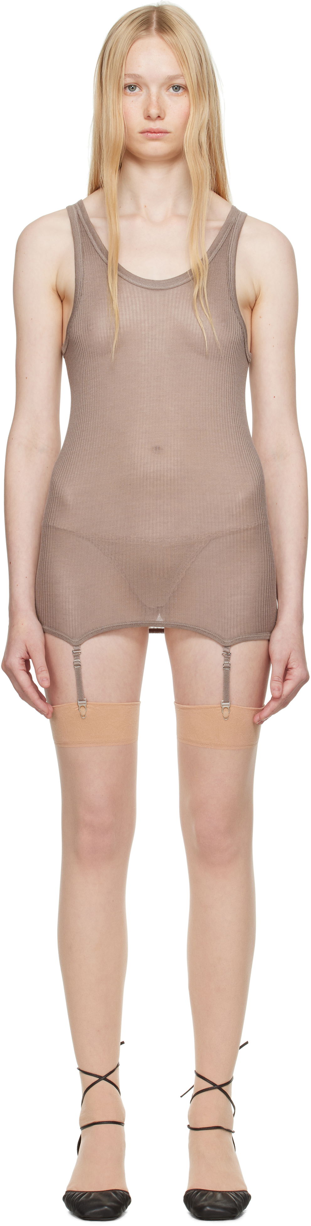 Tanktop LEMAIRE Lemaire Seamless Rib Suspenders Tank Top Brun | TO1367 LK1017, 0