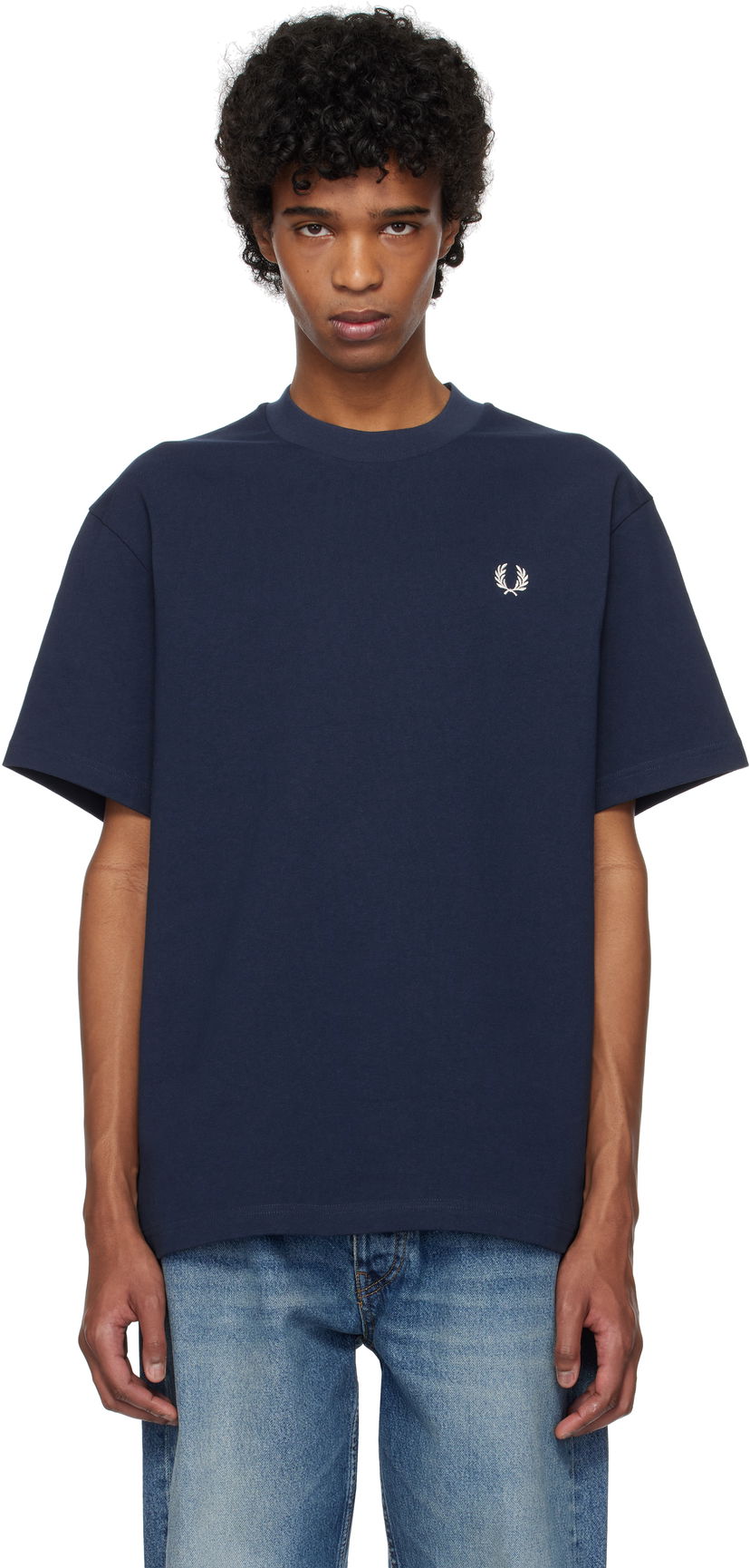 T-shirt Fred Perry Fred Perry Embroidered T-Shirt Mørkeblå | M9826