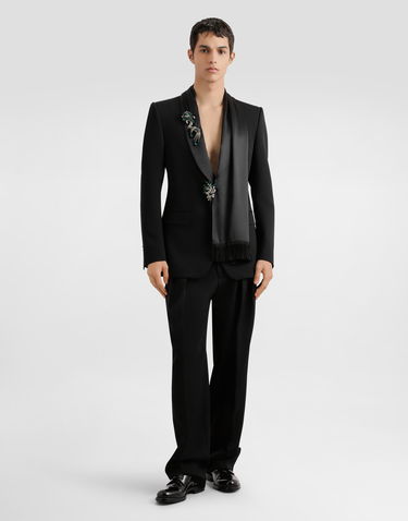 Jakke Dolce & Gabbana Dolce & Gabbana Single-Breasted Wool Gabardine Jacket with Silk Scarf Sort | G2VP3TFU21EN0000, 1