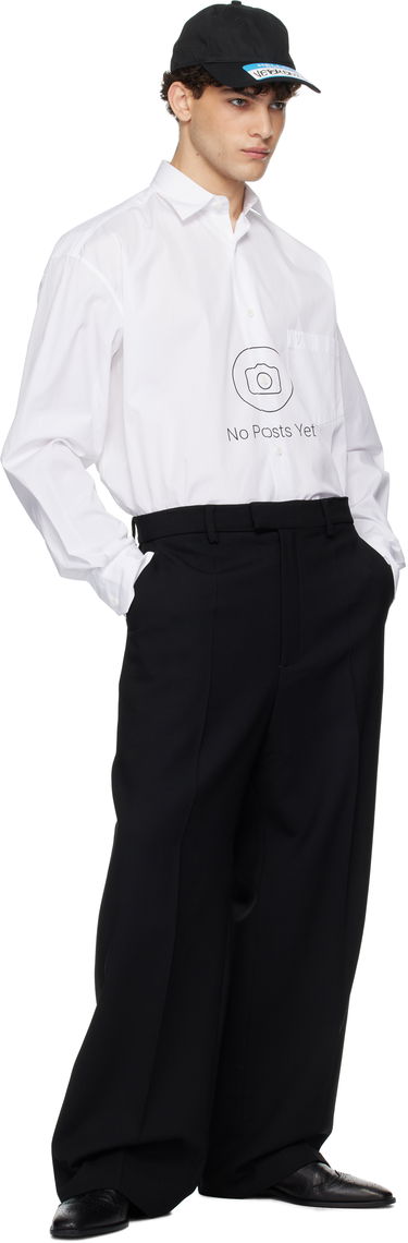 Skjorte VETEMENTS 'No Posts' Graphic Print Classic Shirt Hvid | UA66SH440W, 4