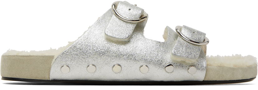 Tilbehør ISABEL MARANT Isabel Marant Lennyo Shearling-Lined Buckle Sandals Beige | 22HSD0462-22H021S