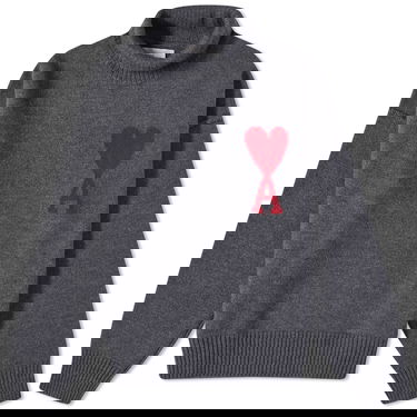 Sweater AMI Paris Large A Heart Roll Neck Knit Grå | BFUKS406-018-084, 0