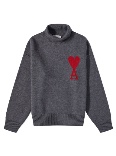 Sweater AMI Paris Large A Heart Roll Neck Knit Grå | BFUKS406-018-084