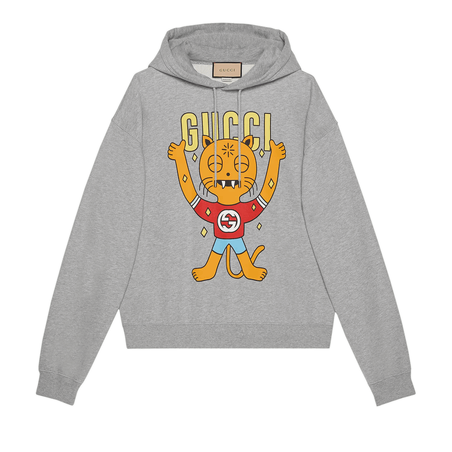 Sweatshirt Gucci Cat Print Hooded Cotton Sweatshirt Grå | 700120 XJEIV 1093, 0