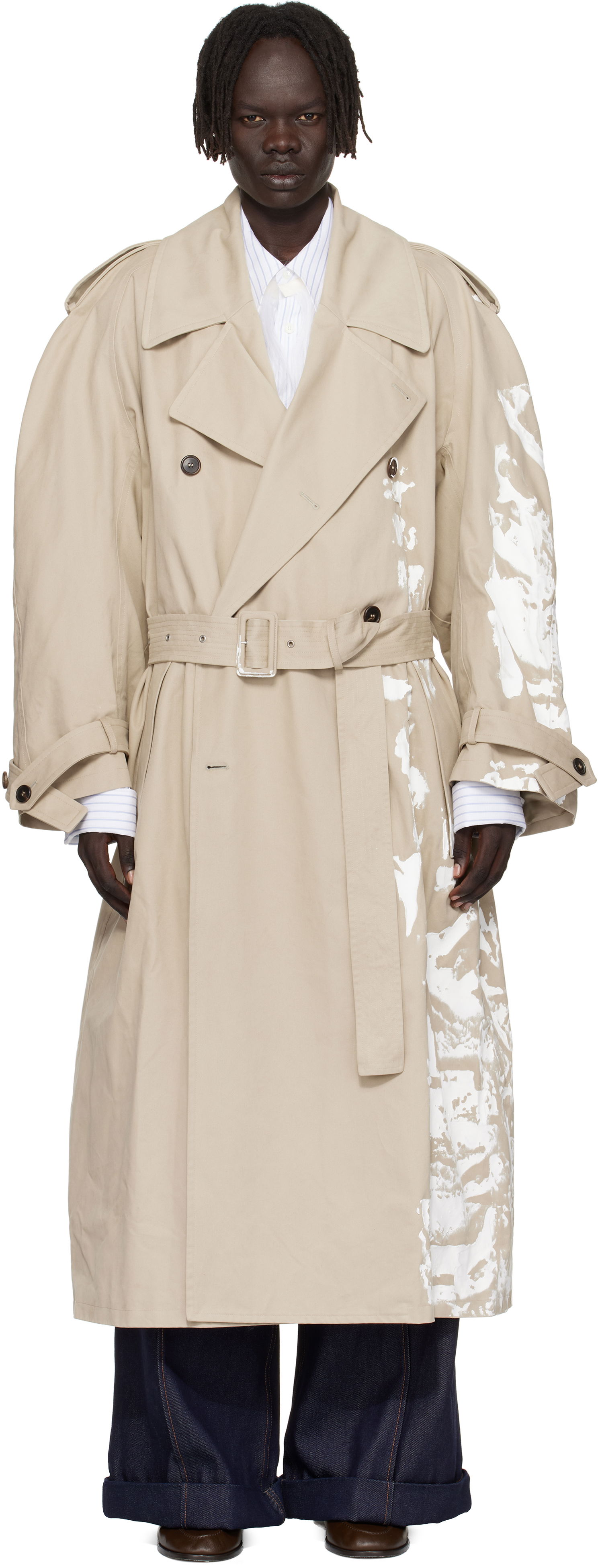 Trenchcoat HED MAYNER Hed Mayner Painted Trench Coat Beige | HMMB10004S-HB180, 0