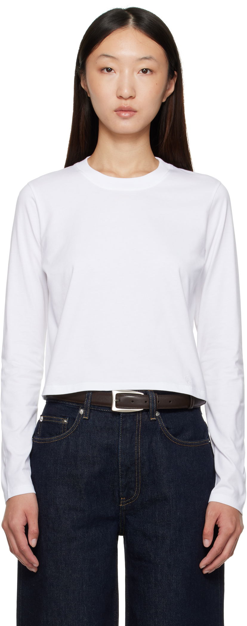 T-shirt Loulou de Saison Loulou de Saison Masal Organic Cotton Long Sleeve T-Shirt Hvid | MASAL LDS