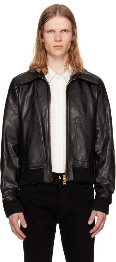 Bomberjakke AMIRI AMIRI Zip Leather Jacket Sort | AMLTJT1028, 0