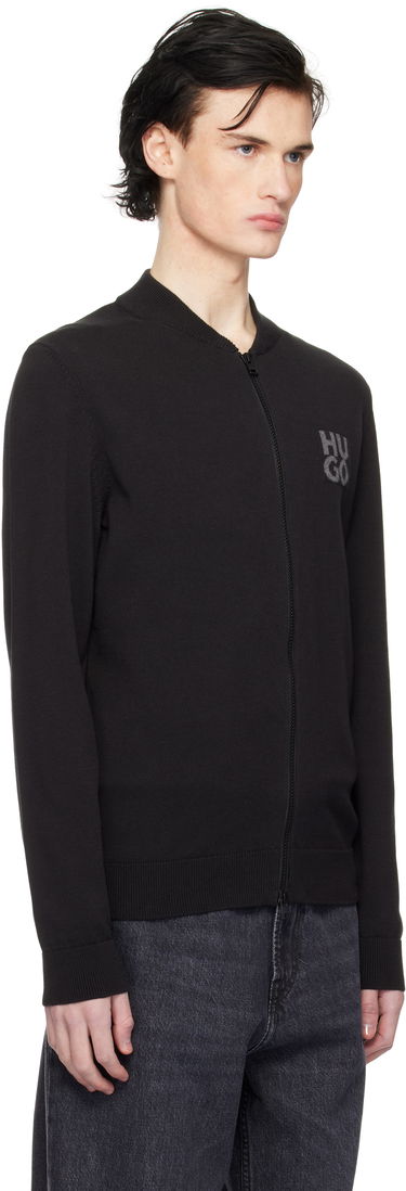 Sweater BOSS Knit Logo Bomber Jacket Sort | 50531819, 1