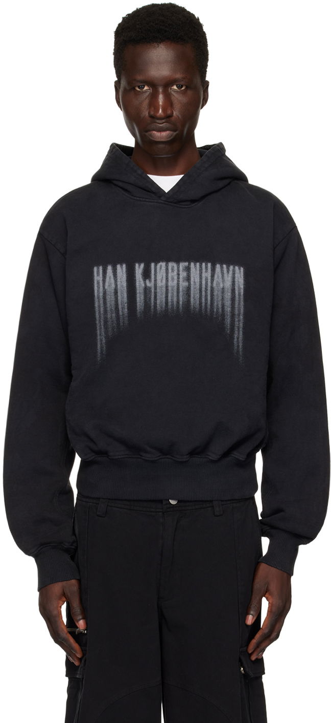 Sweatshirt Han Kjøbenhavn Han Kjobenhavn Faded Logo Hoodie Sort | M-134010, 0