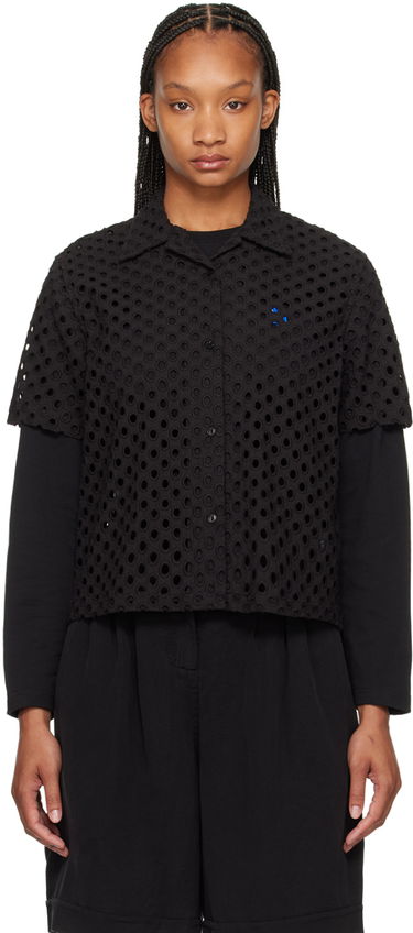Skjorte YMC YMC Vegas Eyelet Cropped Shirt Sort | Q2WAD, 0