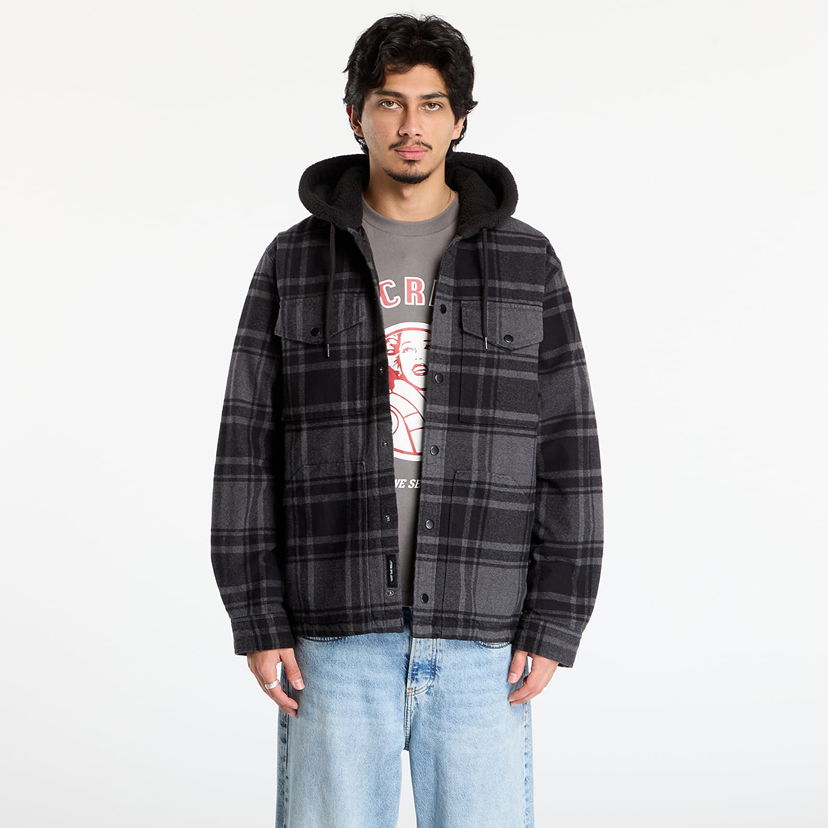 Jakke Vans Piedmont Hooded Plaid Shirt Jacket Sort | VN000P7VQFY1